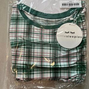 NWT Little Sleepies Men White and Green Plaid shirt